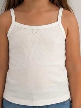 Simply Basic White Cotton Camisole Tank Top Girls Size 5